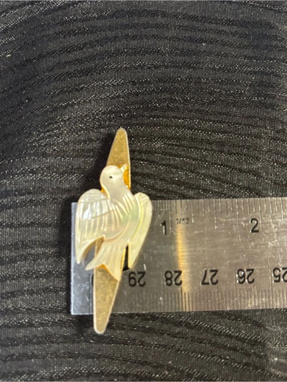 Vintage Pre-1980s Hand-Carved Mother of Pearl Bird Hair Pin Slide